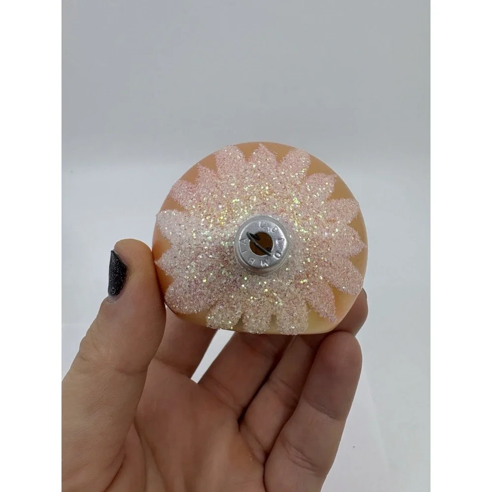 Vintage Christmas Tree Ornament Mercury Blown Glass Peach‎ Bauble Snow